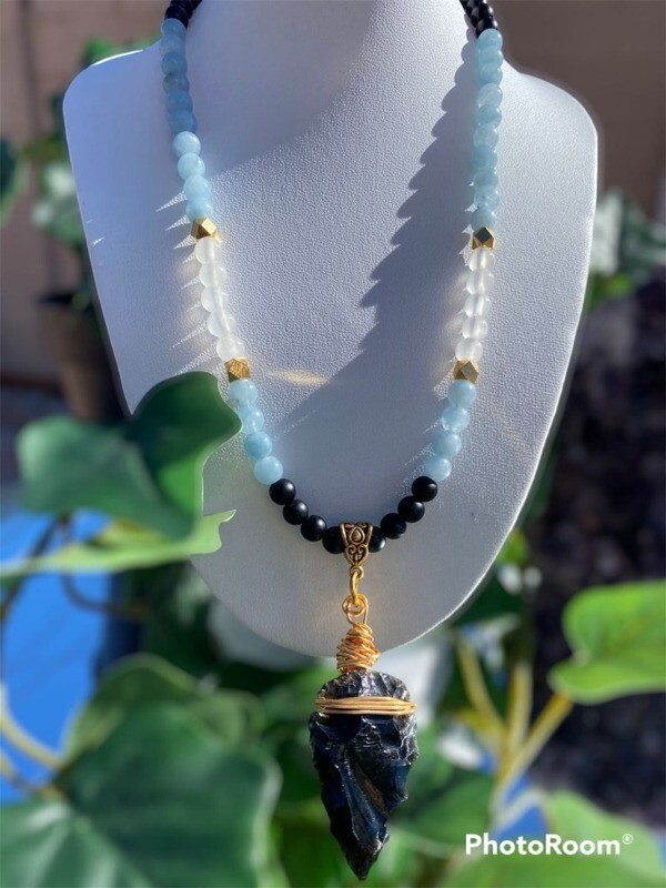 &quot;New Vitality&quot; Obsidian Arrowhead Necklace.