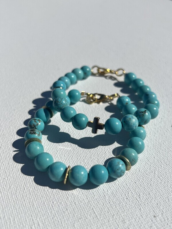 Turquoise Cross Bracelet set (wire)