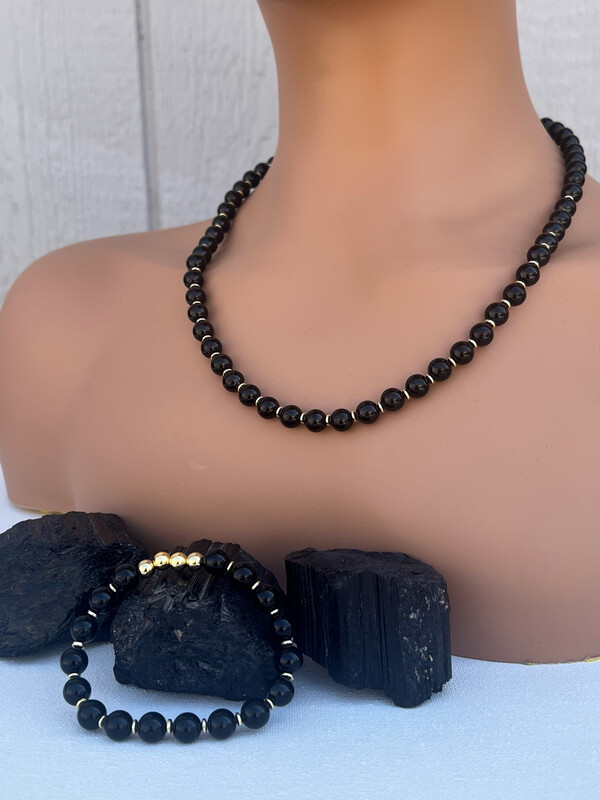 Protection &amp; Grounding - Black tourmaline, Necklace &amp; Bracelet