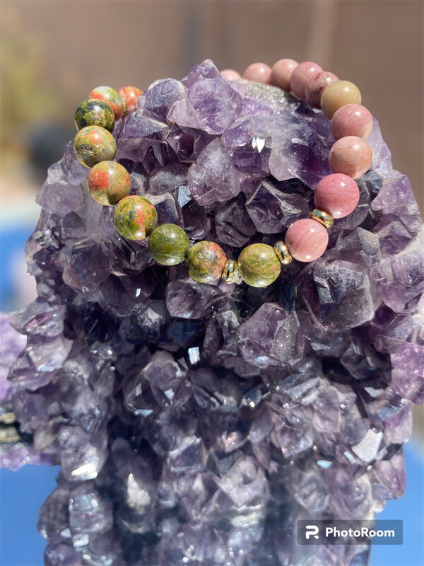 Unakite combined with Pink Rhodonite &quot;Emotional Healing&quot; stones