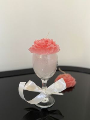 Valentines Edition Wine glass flower candle