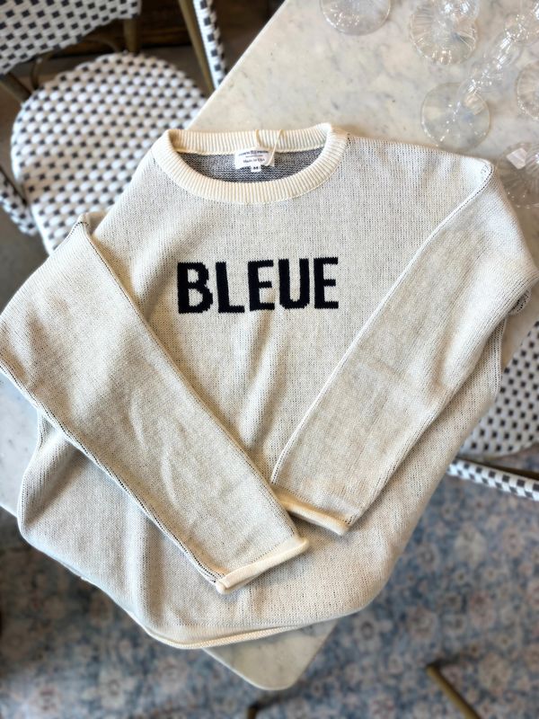 Natural / Navy Letters BLEUE Sweater