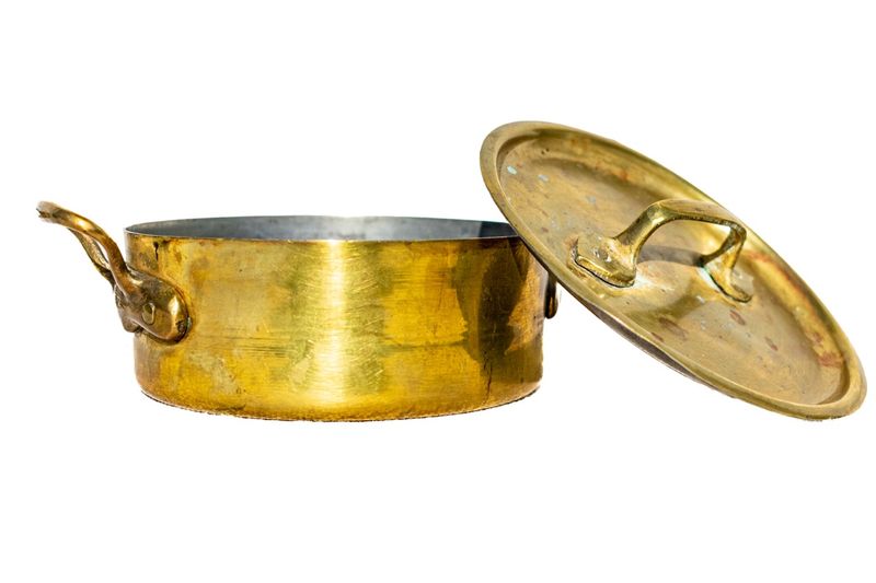 Antique Two-Handled Brass/Copper Lidded Pot