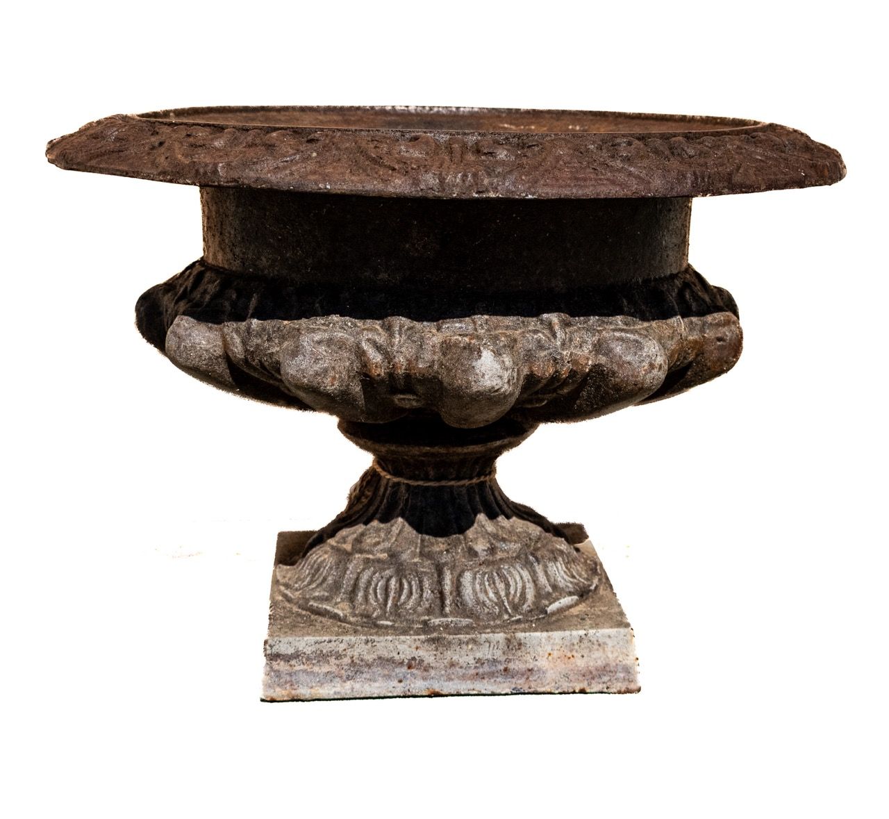 Antique Cast Iron Garden Urn (Campana Form)