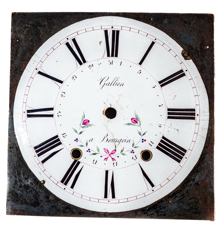 Antique French Comtoise Clock Dial Signed "Gallien a Bourgoin"