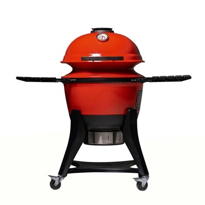 Kamado Joe® Kettle Joe™ 22-inch Charcoal Grill in Red with Hinged Lid, Cart, and Side Shelves