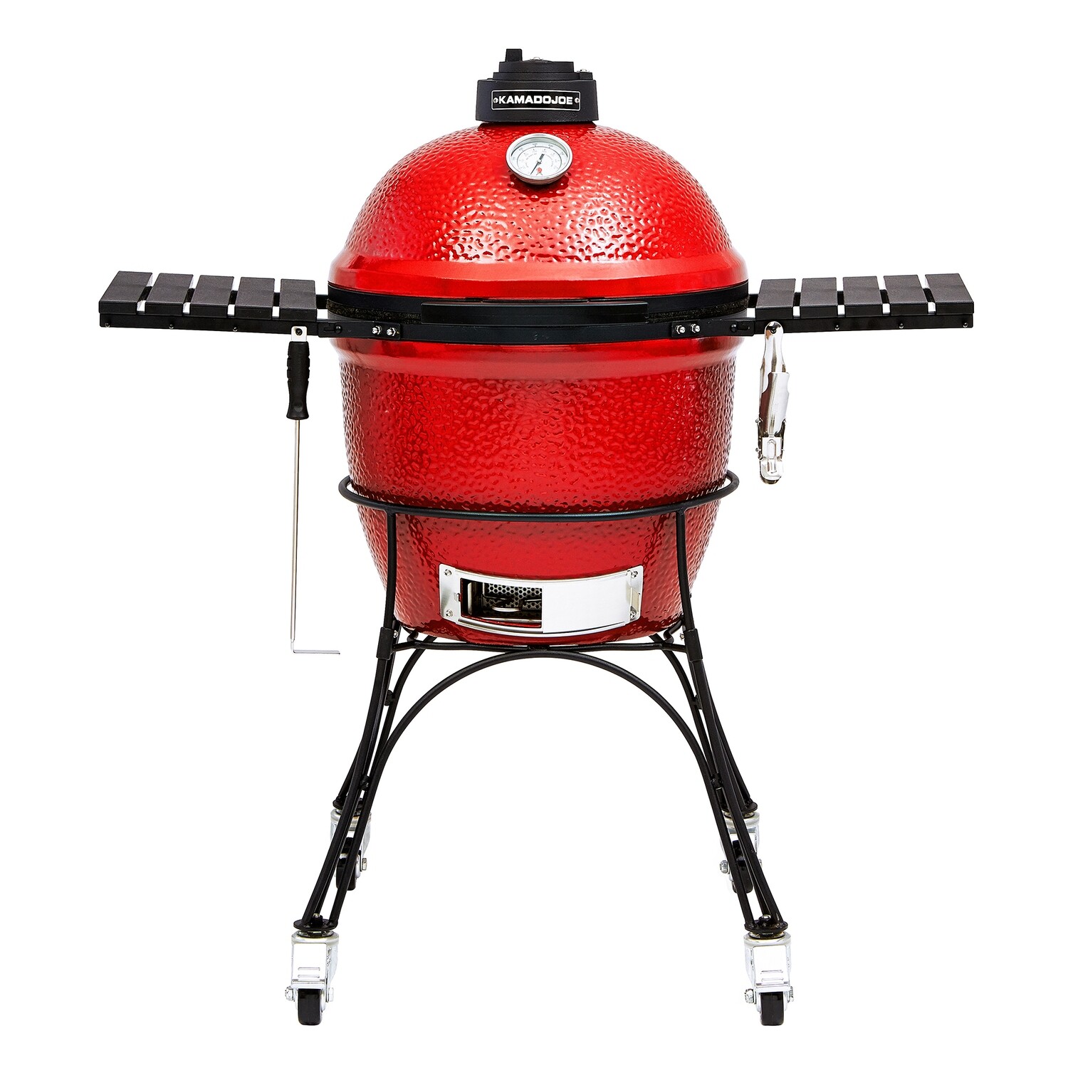 Kamado Joe® Classic Joe™ I 18-inch Charcoal Grill in Red with Cart, Side Shelves, Grill Gripper, and Ash Tool