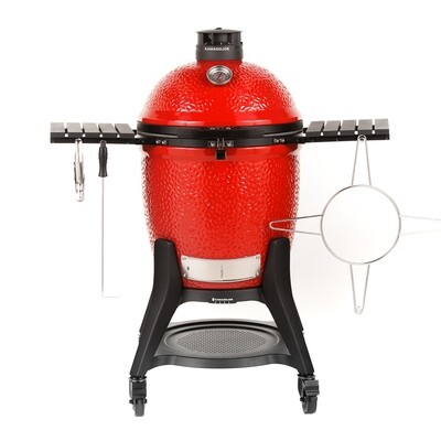 Kamado Joe® Classic Joe™ III 18-inch Charcoal Grill in Red with Cart, Side Shelves, Grill Gripper, and Ash Tool
