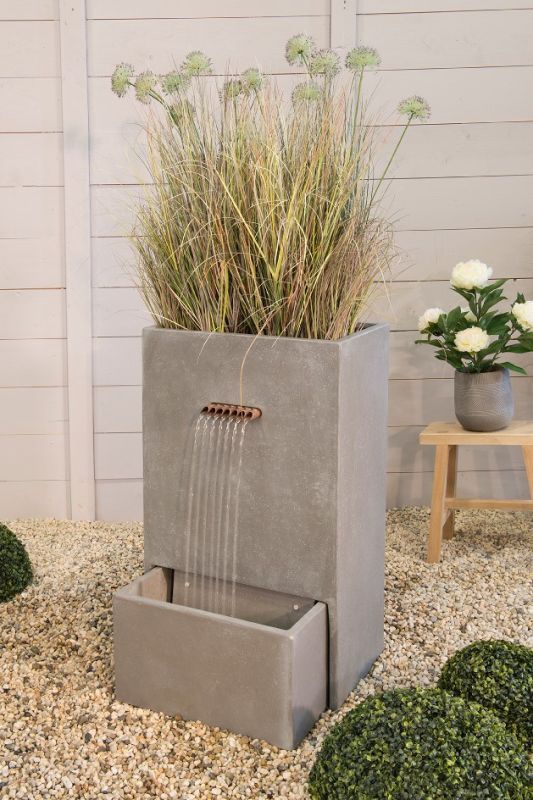 Water Feature - Contemporary Planter - Light Grey - Large