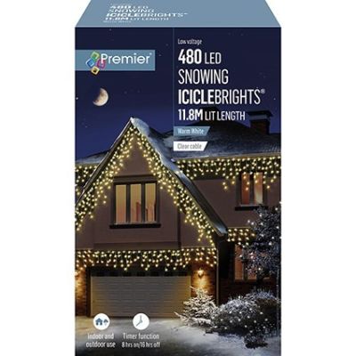 480 LED Snowing IcicleBrights - Warm White - 11.8m