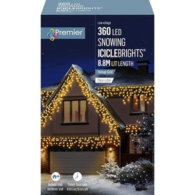360 LED Snowing IcicleBrights - Vintage Gold - 8.8m