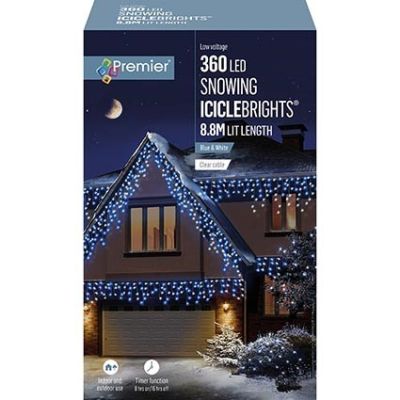 360 LED Snowing IcicleBrights - Blue &amp; White - 8.8m