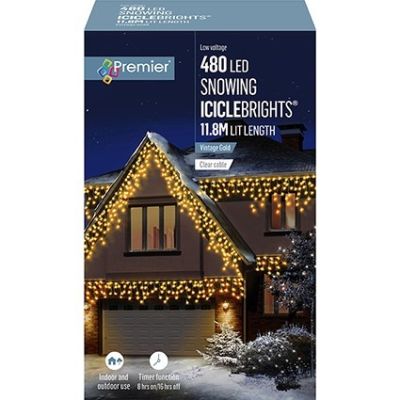 480 LED Snowing IcicleBrights - Vintage Gold - 11.8m