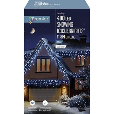 480 LED Snowing IcicleBrights - White - 11.8m