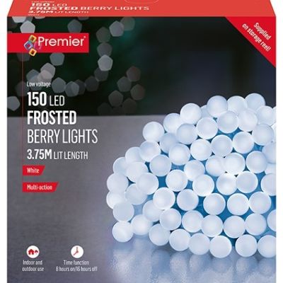 150 LED Frosted Berry Lights - White - 3.75m