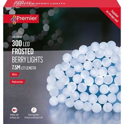 300 LED Frosted Berry Lights - White - 7.5m