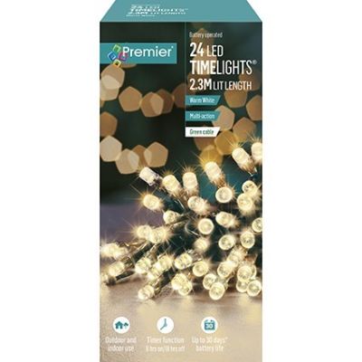 24 LED Battery Operated Time Lights - Warm White - 2.3m