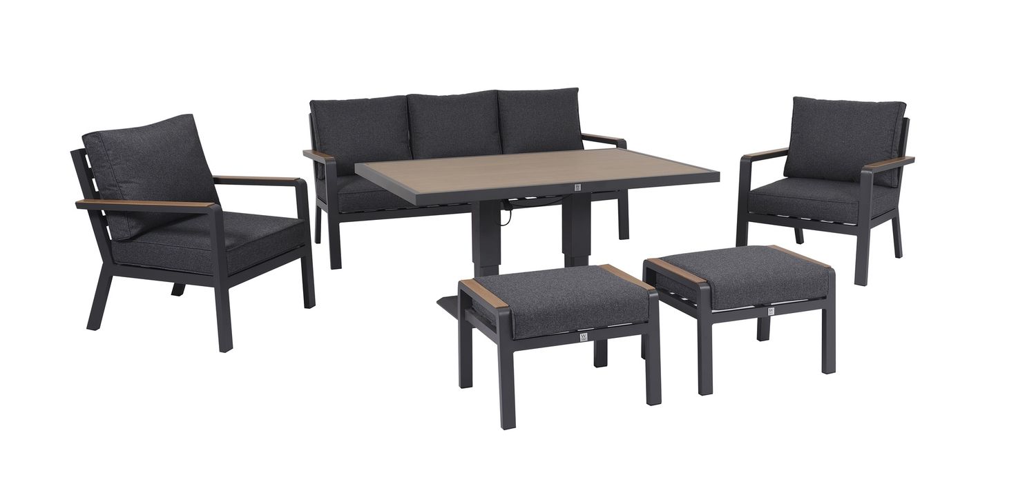 Panama Casual 6pc Lounge Set Easy Lift - Charcoal