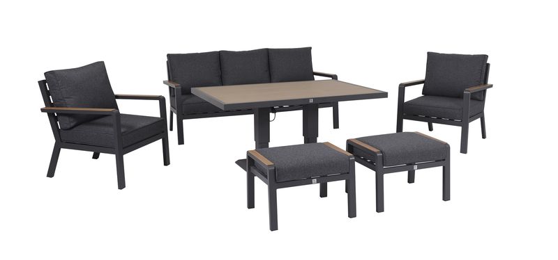 Panama Casual 6pc Lounge Set Easy Lift - Charcoal