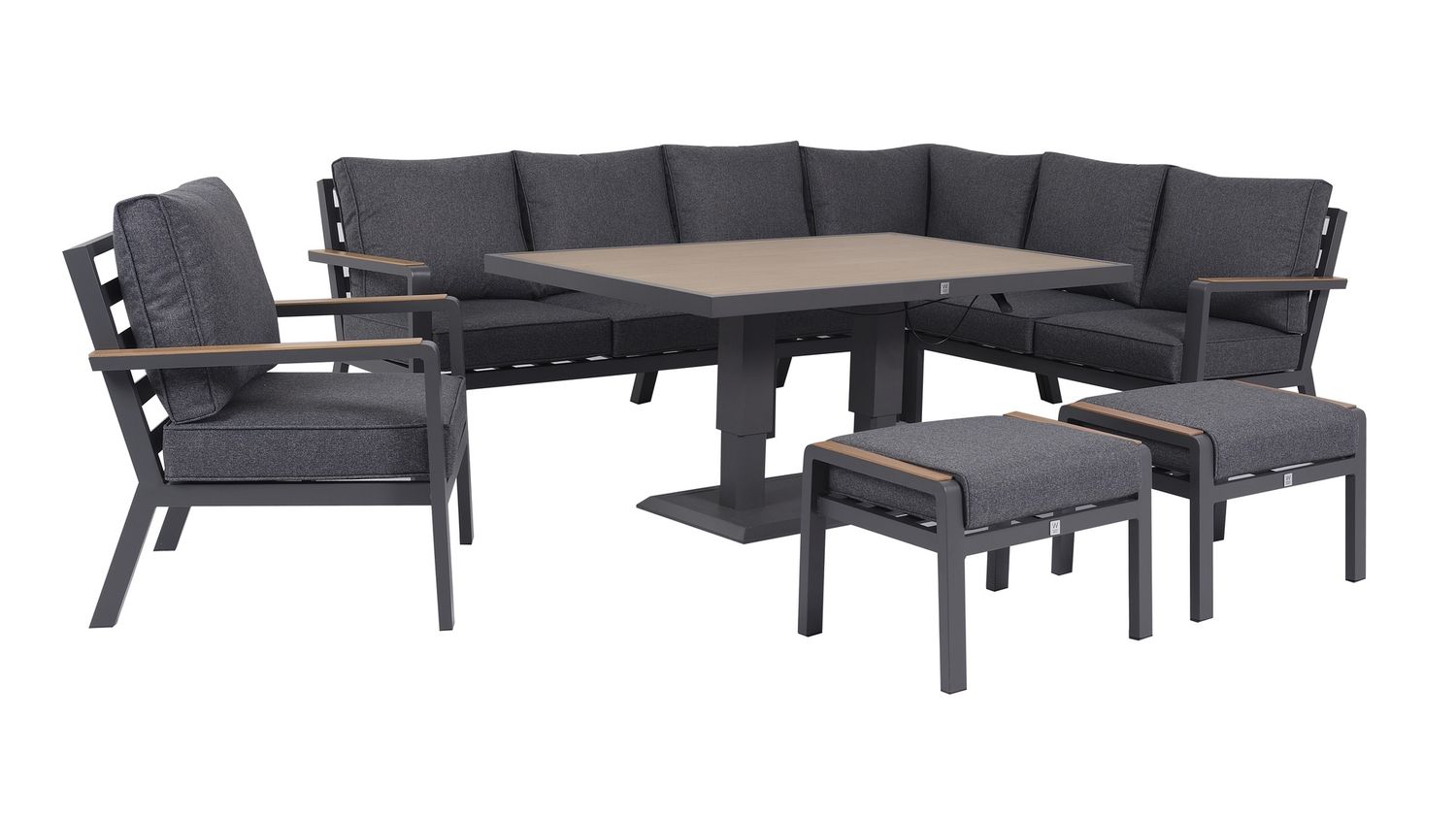 Panama Modular Rectangular Casual Corner Set Easy Lift - Charcoal