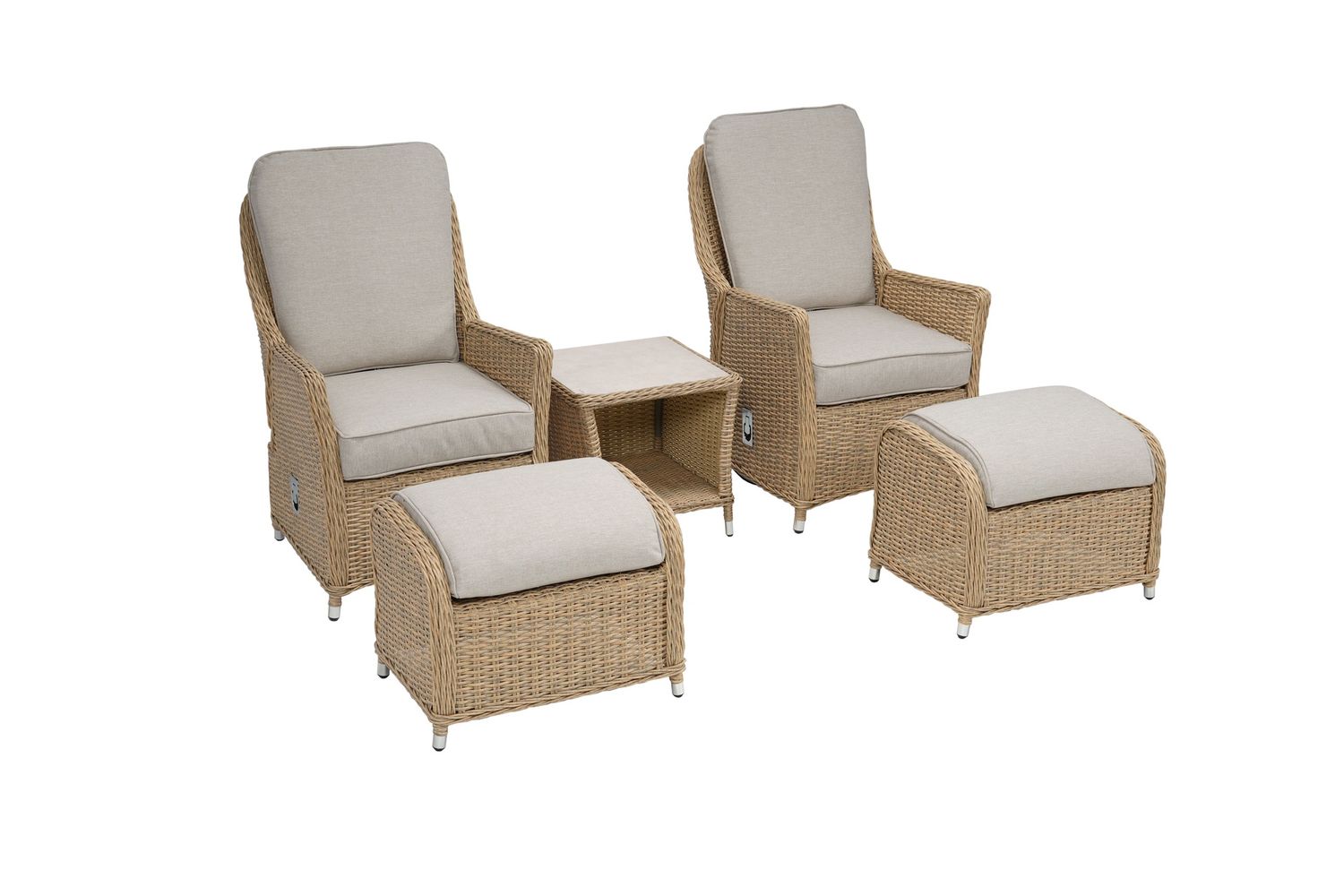 Antigua 5 Piece Reclining Lounge Set - Barley / Oatmeal