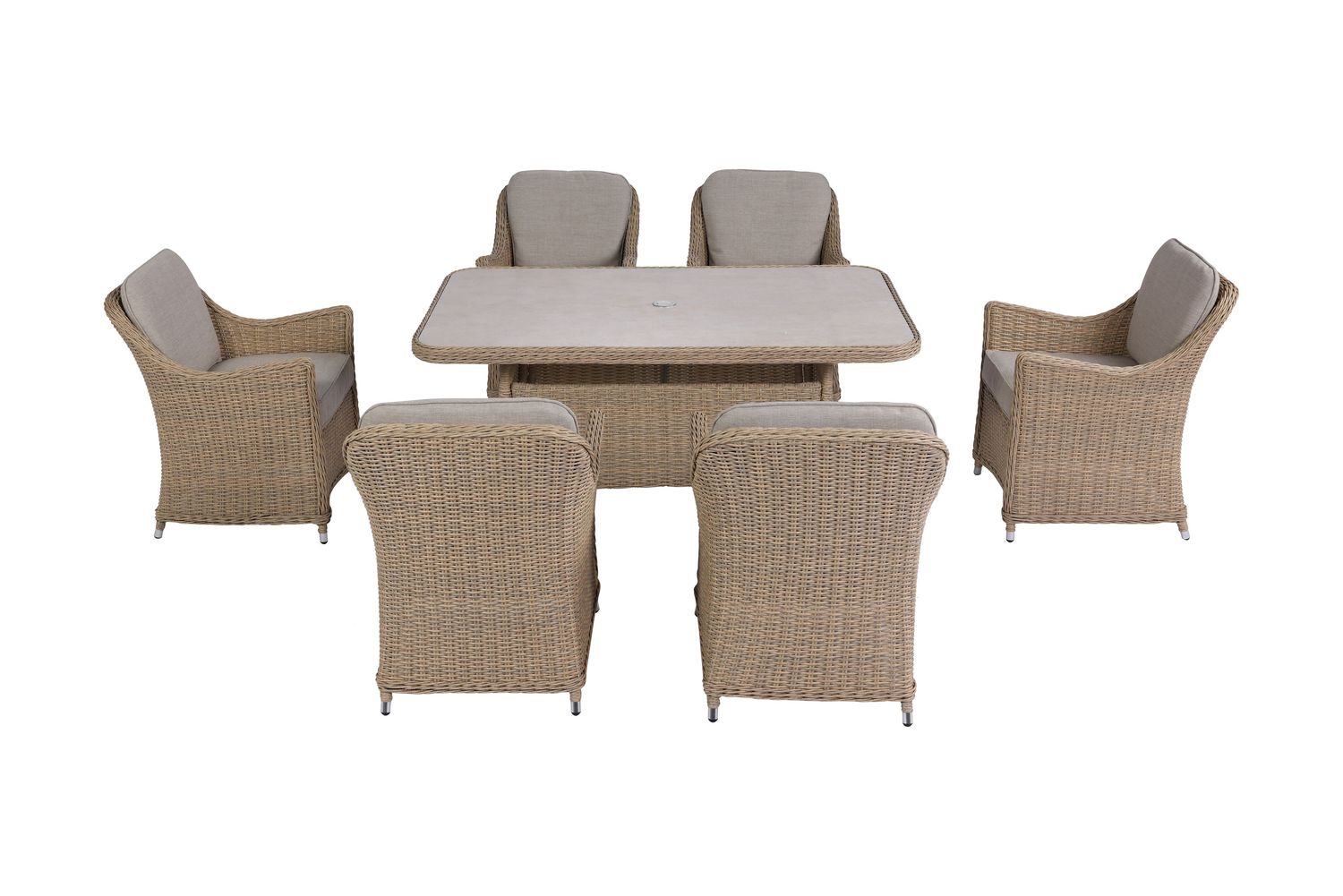 Antigua 6 Seat Rectangular Dining Set - Barley / Oatmeal, Type: Boxed