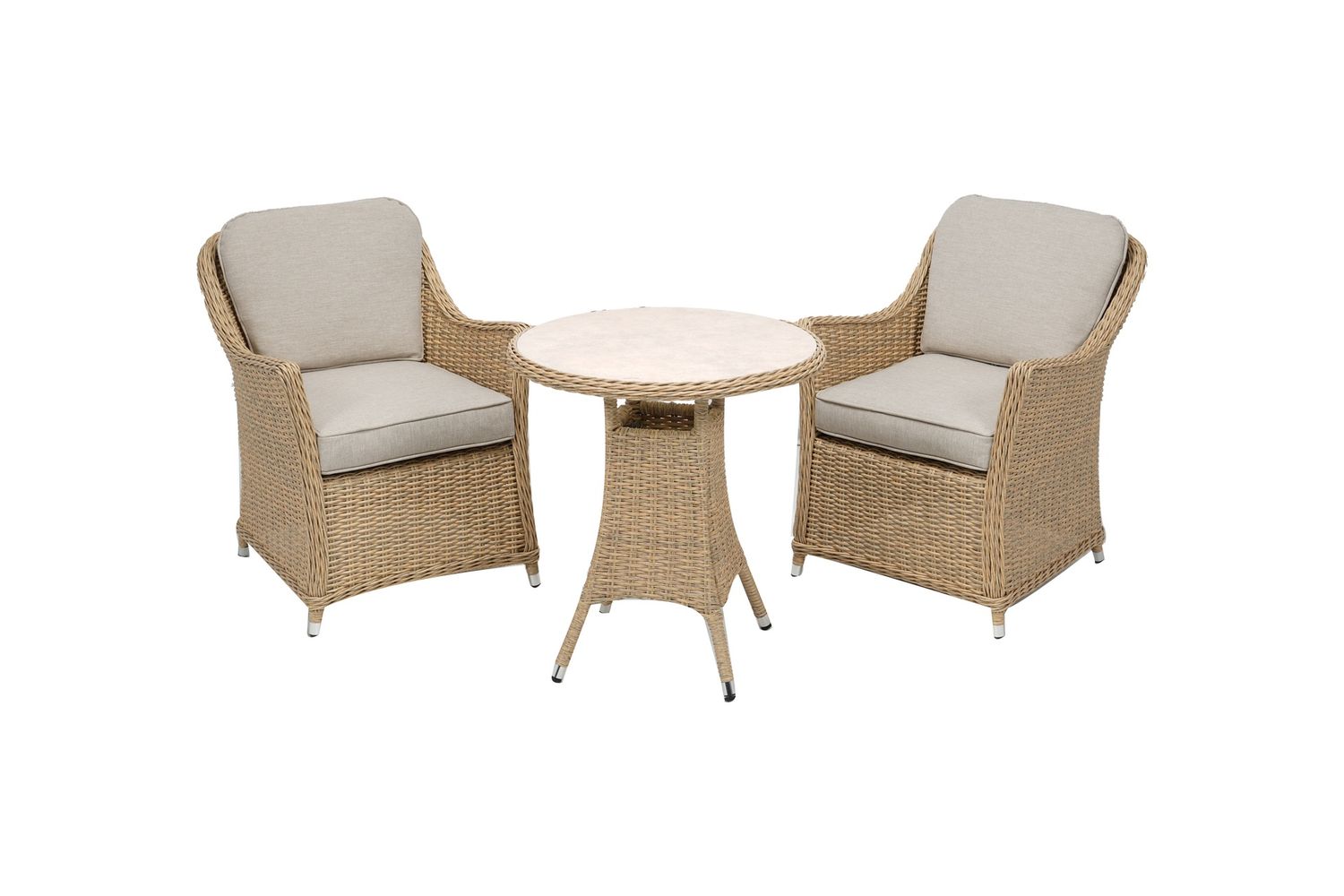 Antigua Bistro Set, Cushion Colour: Oatmeal, Type: Boxed, Weave Colour: Barley