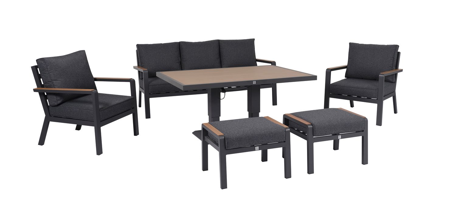Panama Casual 6pc Lounge Set Easy Lift - Charcoal, Type: Boxed