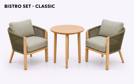 St Lucia - Classic Bistro Set, Cushion Colour: Moss, Type: Boxed, Weave Colour: Green