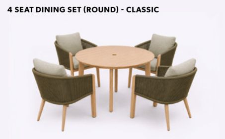 St Lucia - 4 Seat Dining Set, Cushion Colour: Moss, Type: Boxed, Weave Colour: Green