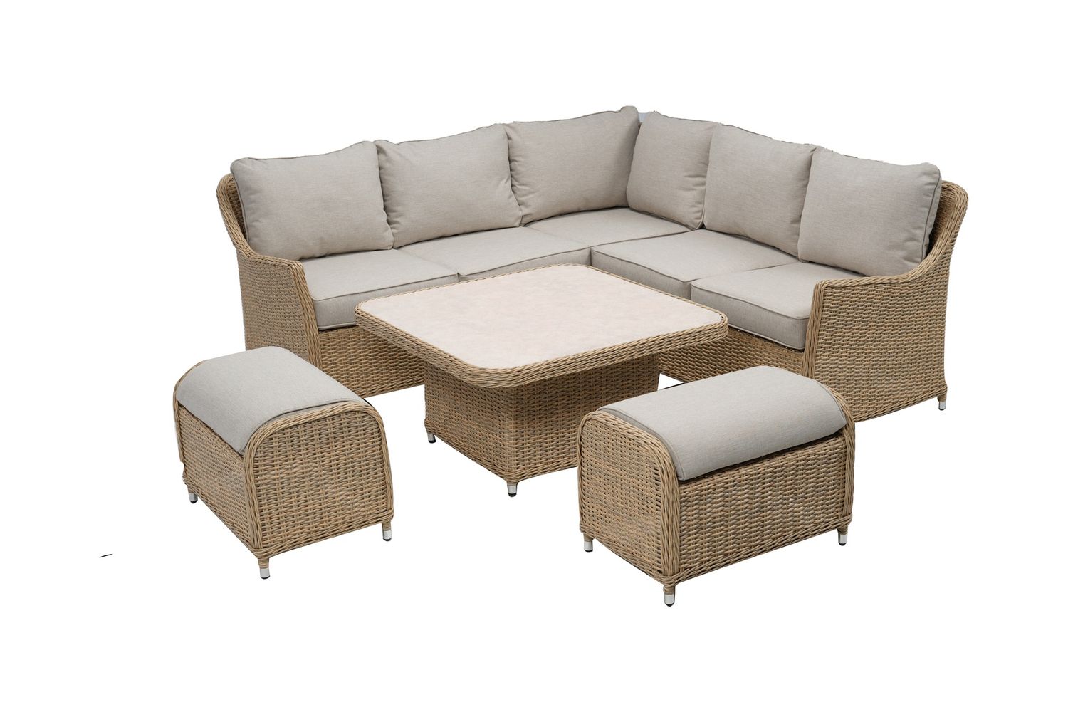 Antigua - Corner Set - Easy Lift, Cushion Colour: Oatmeal, Type: Boxed, Weave Colour: Hemp