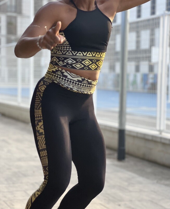 CONJUNTO LEGGING +TOP ETNIK BLACK AZTEK VIBES