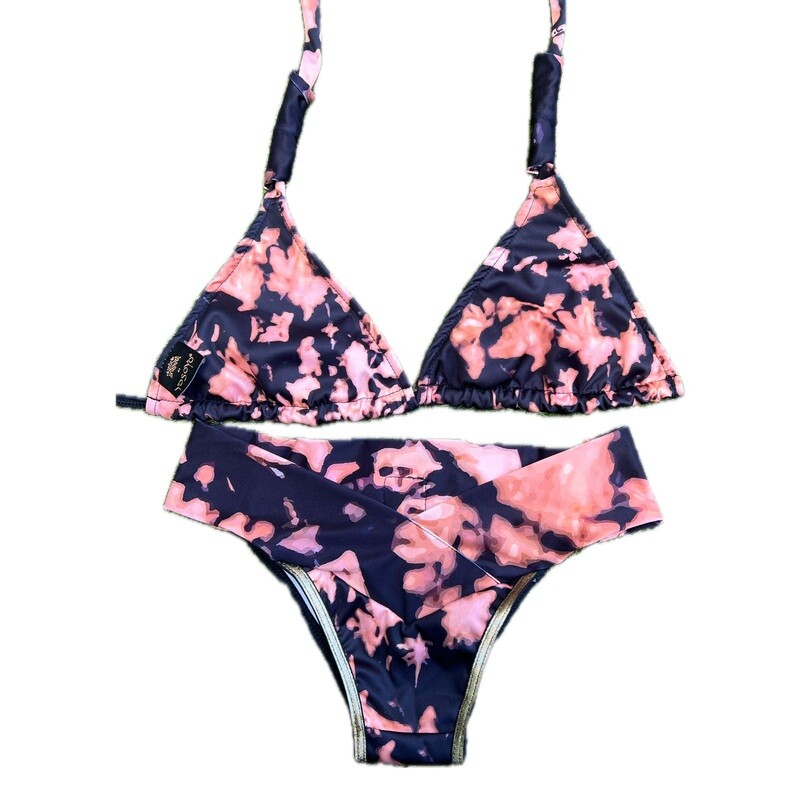 Conjunto Bikini CROSS BRAZIL + triángulo “Brown Tye Dye ”