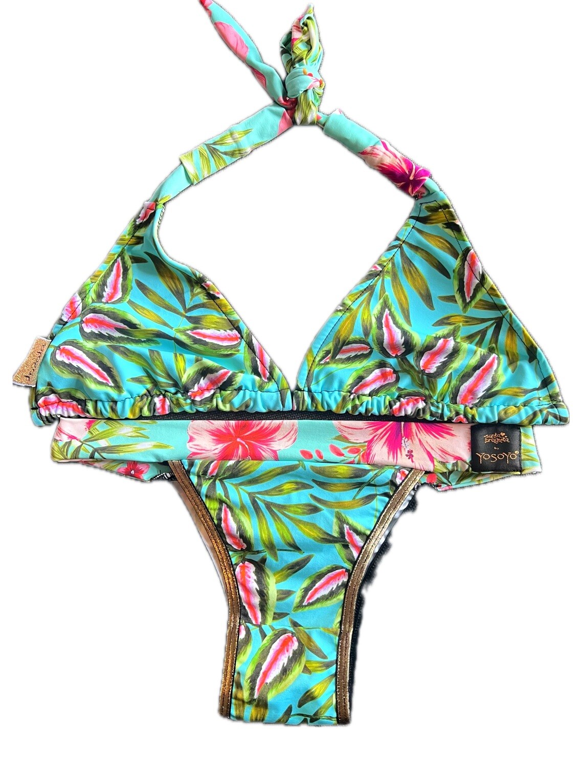 CONJUNTO DE BIKINI Tiny  Brazil + triángulo FLOWER ME