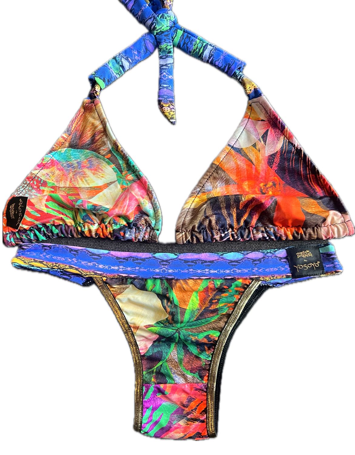 CONJUNTO Bikini Tiny  Brazil + triángulo LA DANZA DE LOS COLORES