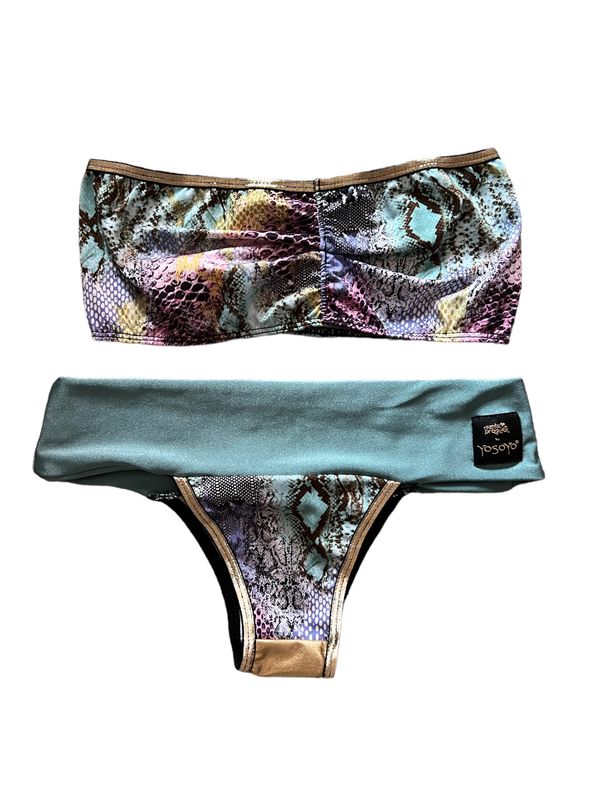 Conjunto bikini BRAZIL + BANDEAU “ SNAKE IRIS GREEN”