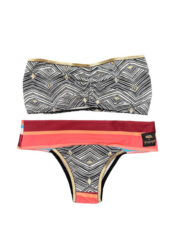 Conjunto bikini BRAZIL + BANDEAU “GEO LINE”