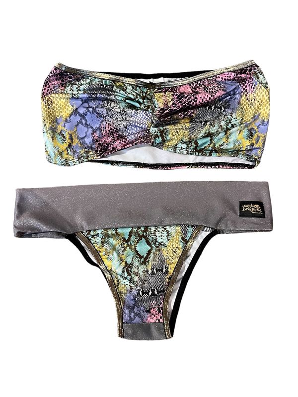 Conjunto bikini BRAZIL + BANDEAU “SNAKE IRISADO”