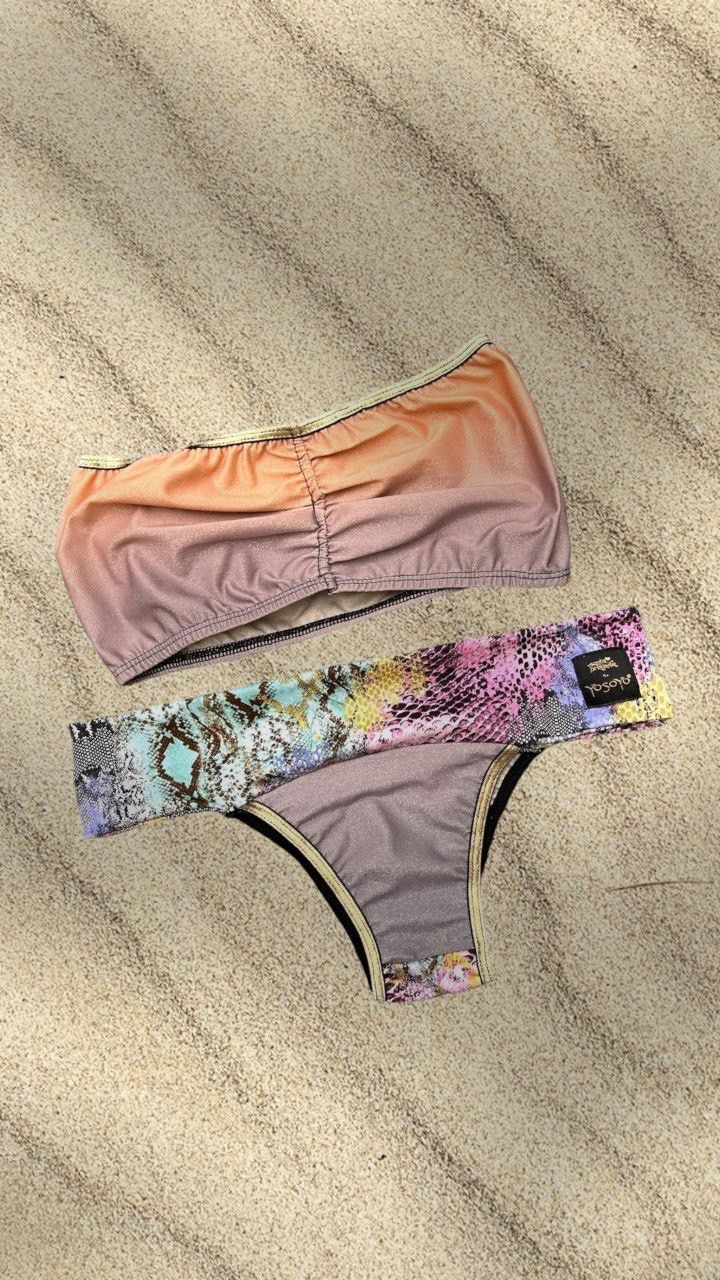 Conjunto bikini BRAZIL + BANDEAU “IRISADO SNAKE”