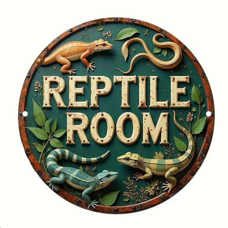 20cm ⌀ Metallschild Vintage Reptilienzimmer Wand oder Türschild