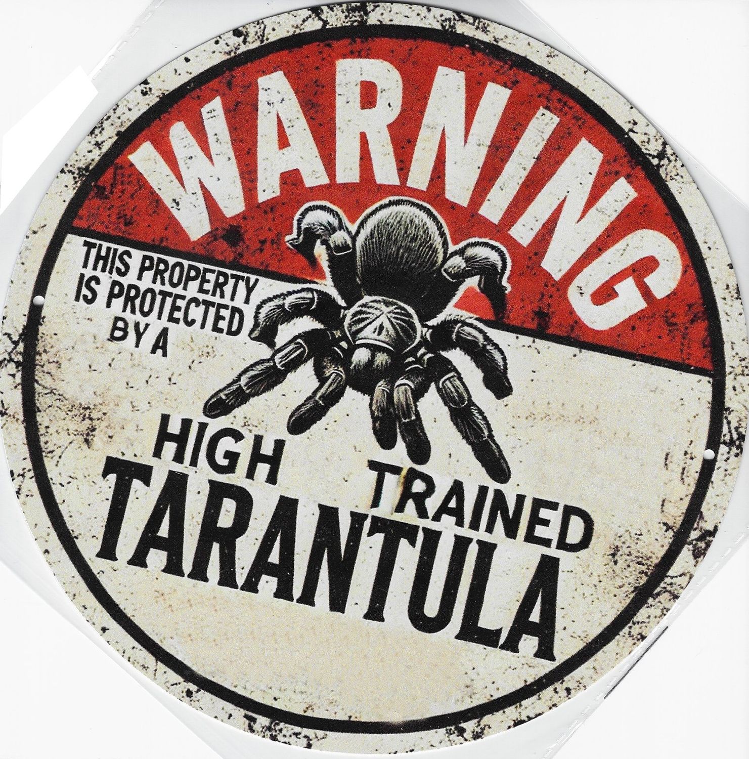 20cm ⌀ Metallschild Vintage Warning Tarantula Wand oder Türschild