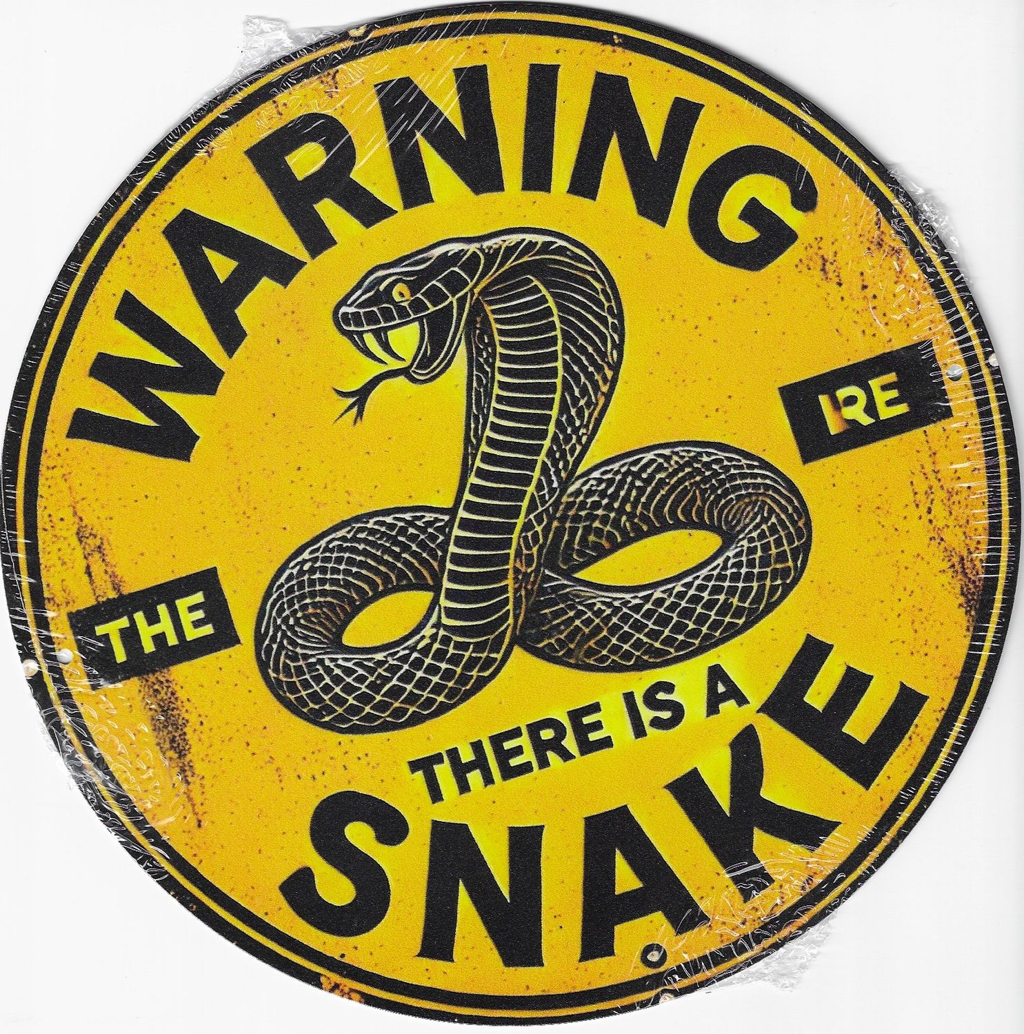 20cm ⌀ Metallschild Vintage Warning Snake Wand oder Türschild