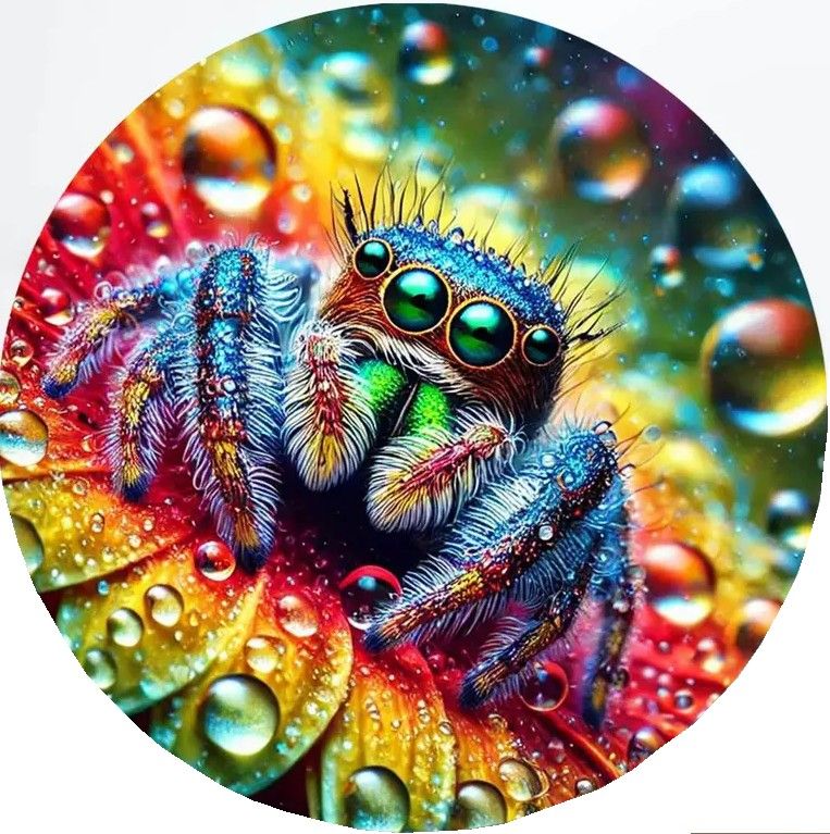 20cm ⌀ Metallschild Springspinne bunt Wand oder Türschild