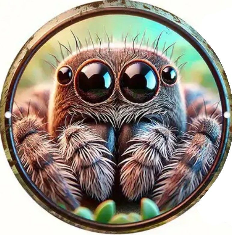 20cm ⌀ Metallschild Springspinne Wand oder Türschild