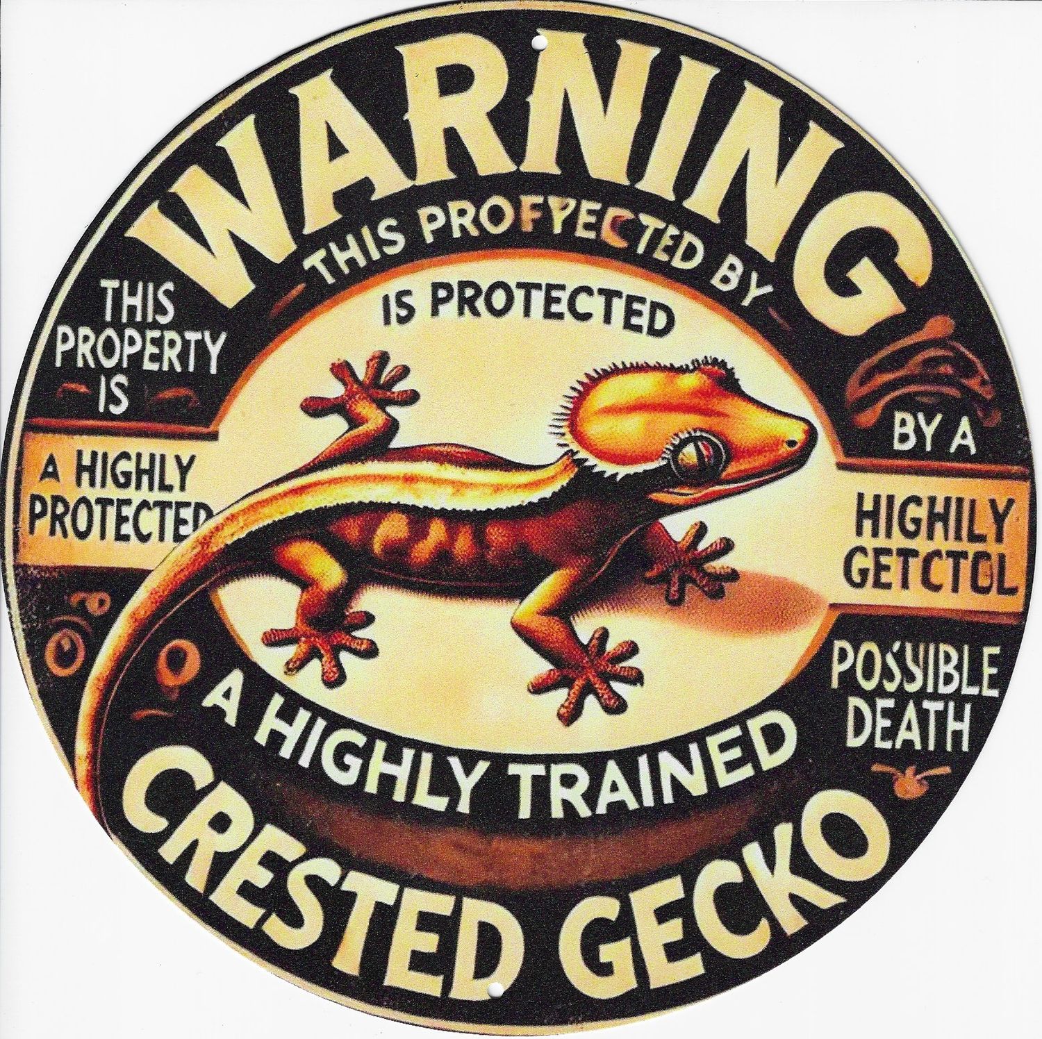 20cm ⌀ Metallschild Warning Gecko Wand oder Türschild