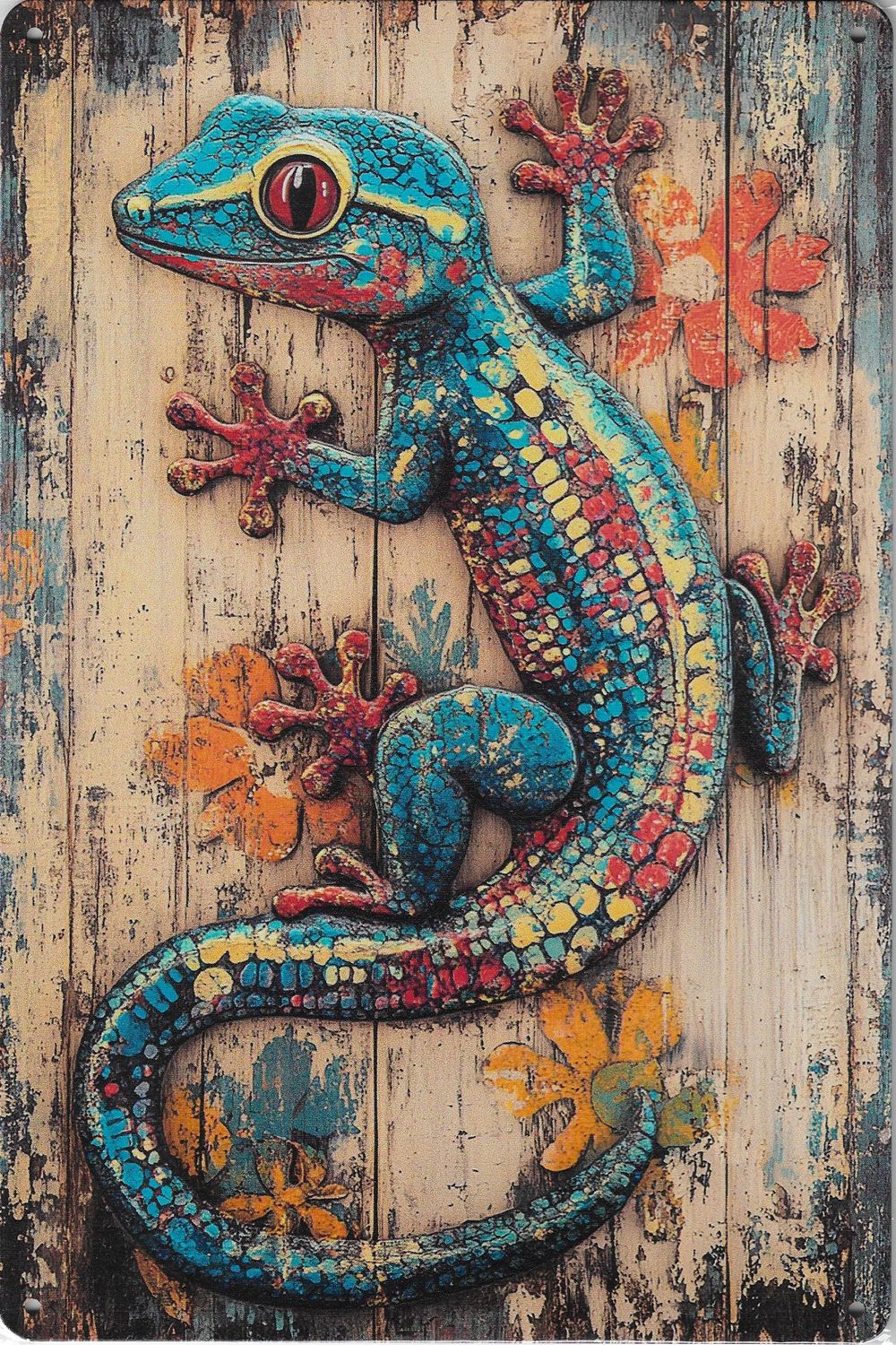 20 x 30cm Metallschild Gecko Wandkunst Wand oder Türschild