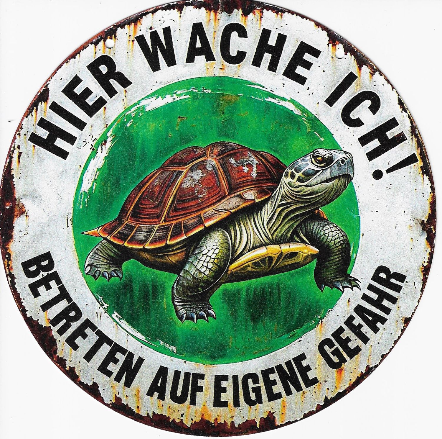 20cm ⌀ Metallschild Schildkröte - Hier wache ich Wand oder Türschild