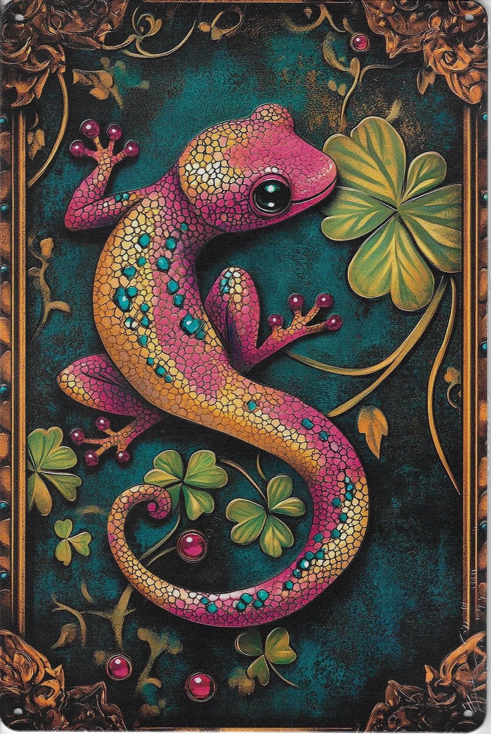 20 x 30cm Metallschild Gecko Wandkunst Wand oder Türschild