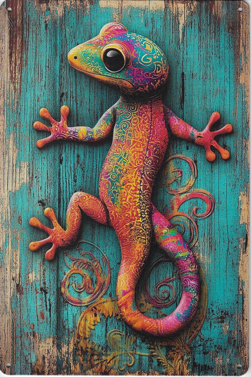 20 x 30cm Metallschild Gecko Wandkunst Wand oder Türschild
