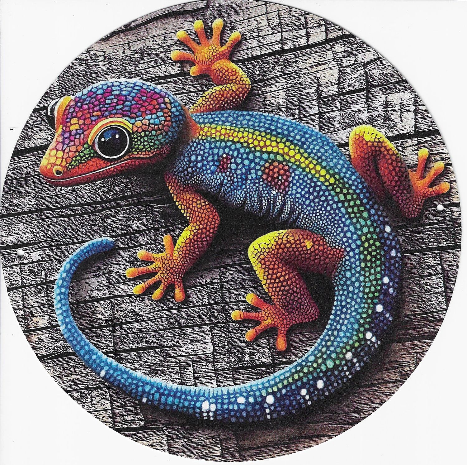 20cm ⌀ Metallschild Gecko bunt Wand oder Türschild